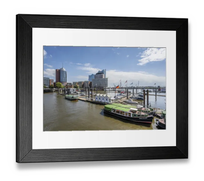 Framed Print : Boats at the city sports harbour in the Elbe Framed Print : Boats at the city sports harbour in the Elbe