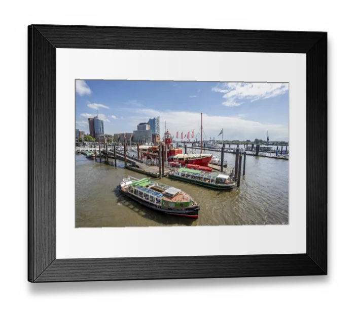 Framed Print : Boats at the city sports harbour in the Elbe