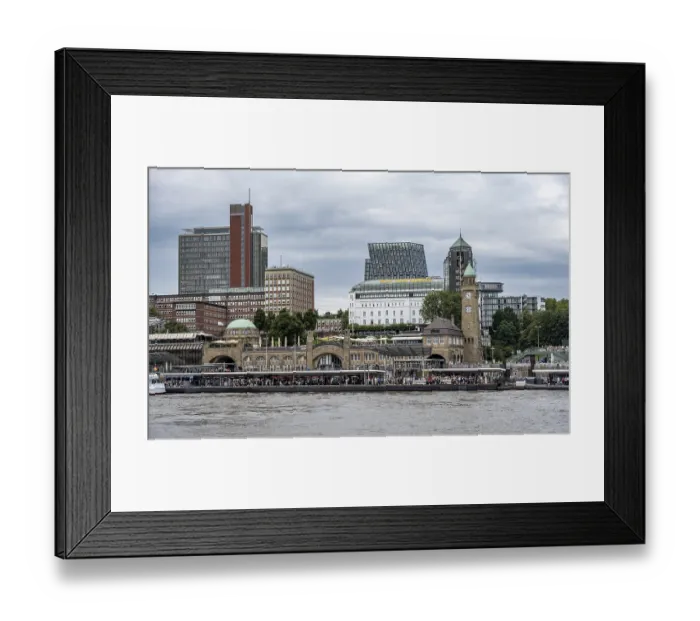 Framed Print : Elbe and St. Pauli Landungsbrucken