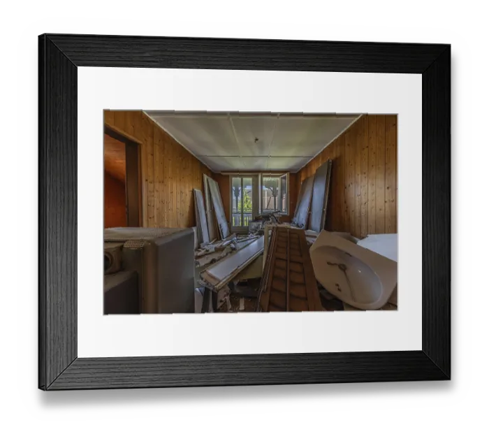 Framed Print : Room of a multi-storey residential building built in 1903 during demolition work Framed Print : Room of a multi-storey residential building built in 1903 during demolition work