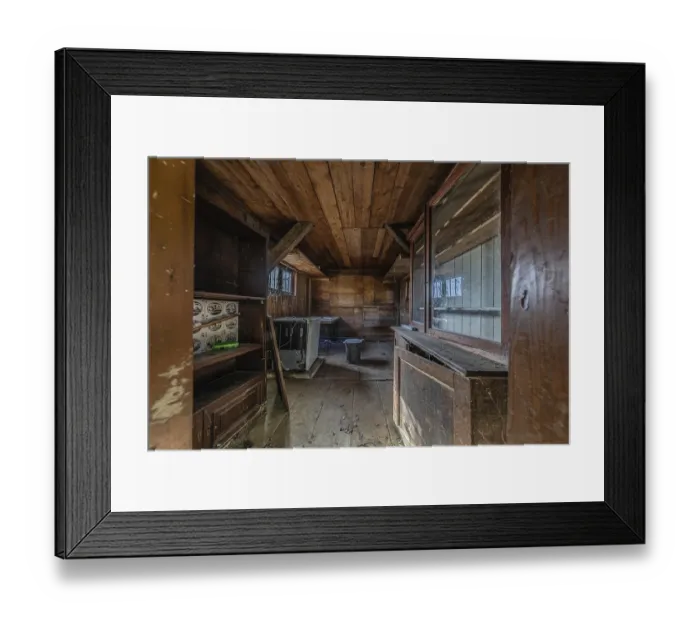 Framed Print : Outbuilding of a multi-storey residential building built in 1903 in front of demolition work