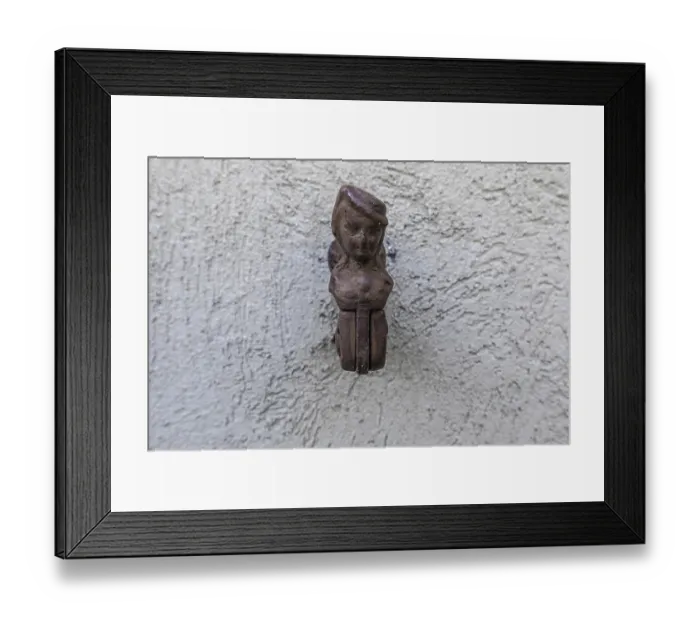 Framed Print : Shutter bracket of a multi-storey residential building built in 1903 in front of demolition work Framed Print : Shutter bracket of a multi-storey residential building built in 1903 in front of demolition work