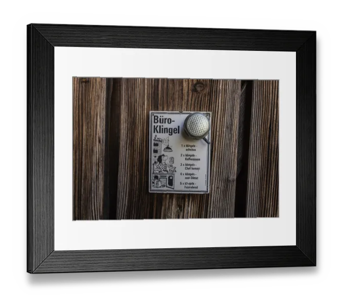 Framed Print : Funny sign at the outbuilding of a multi-storey residential building built in 1903 in front of demolition work
