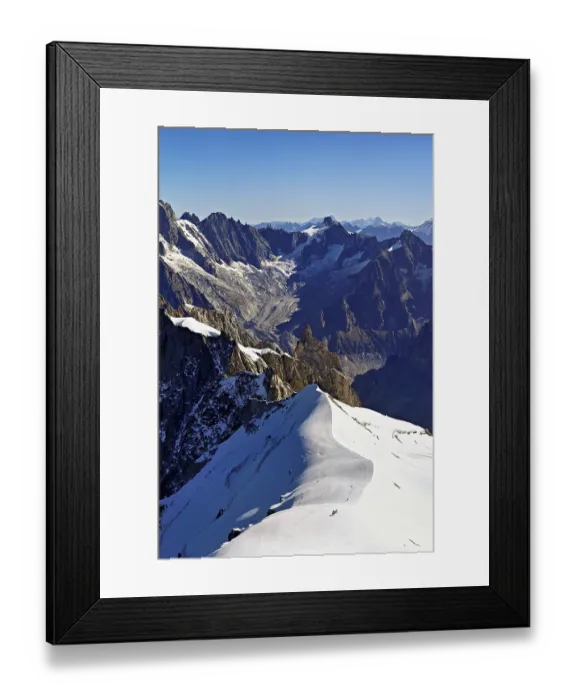 Framed Print : View from the Aiguille du Midi mountain station observation deck of the mountains Les Droites