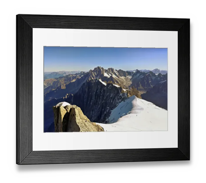 Framed Print : View from the Aiguille du Midi mountain station observation deck of the mountains Aiguille Vert
