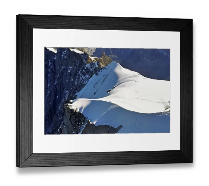 Framed Print : Snow-covered mountain ridge, Aiguille du Midi mountain station viewing platform