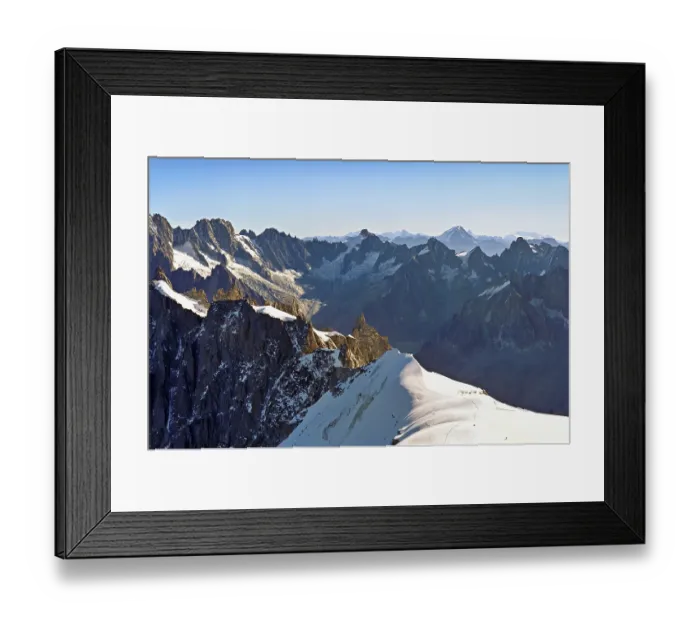 Framed Print : View from the Aiguille du Midi mountain station observation deck of the mountains Les Droites