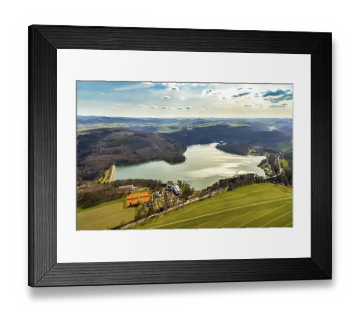 Framed Print : Aerial view, Hennetalsperre, Hennesee Framed Print : Aerial view, Hennetalsperre, Hennesee