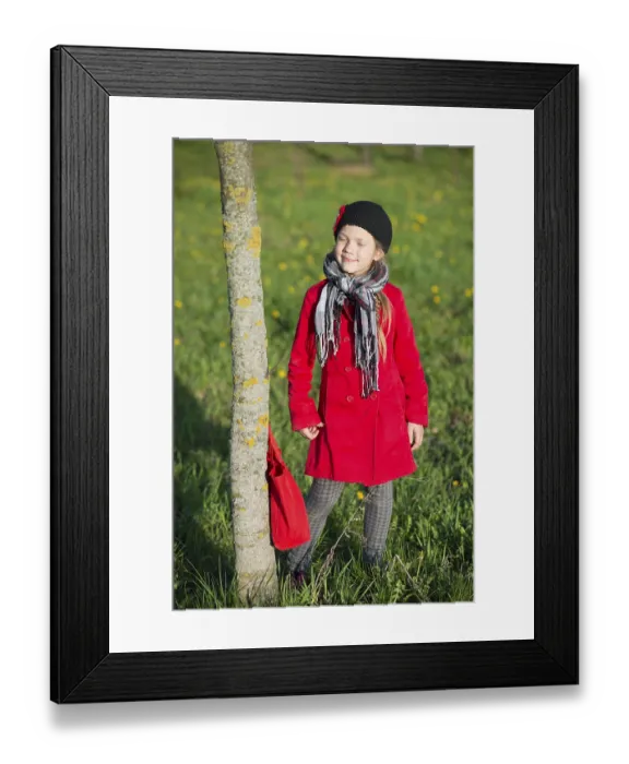 Framed Print : Girl enjoying spring sun outdoor with closed eyes
