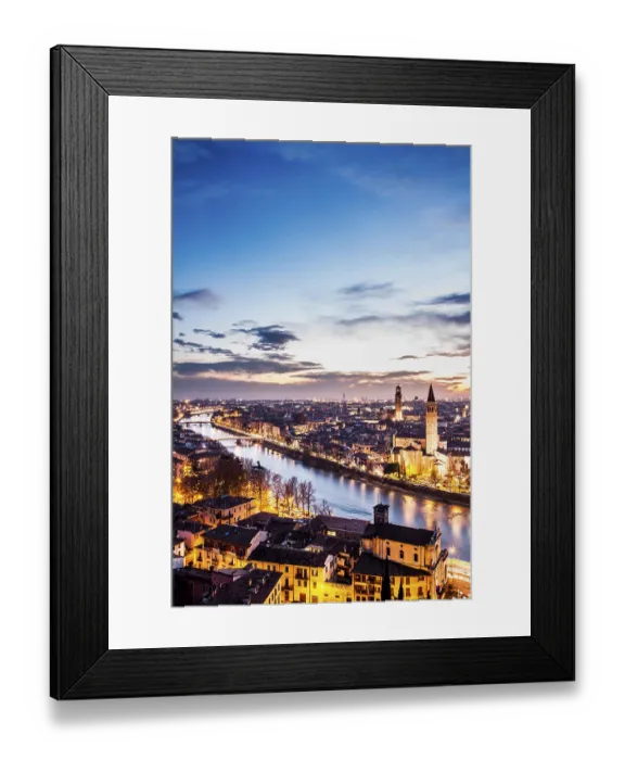 Framed Print : View of the city at evening from Castel San Pietro Framed Print : View of the city at evening from Castel San Pietro