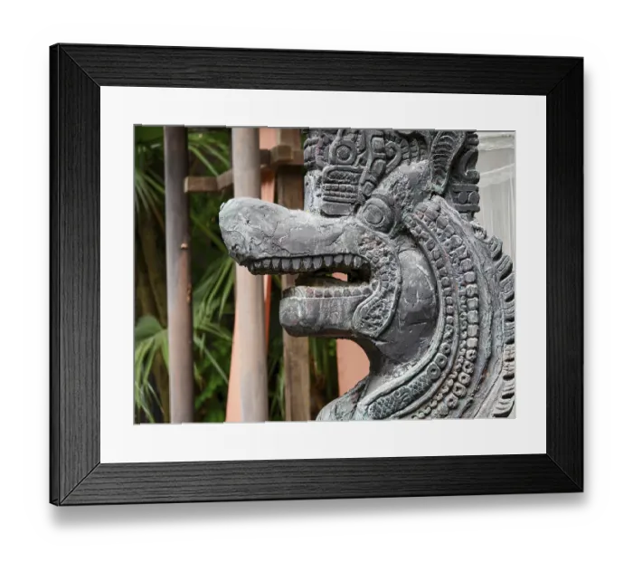 Framed Print : Statue of a dragon with open mouth Framed Print : Statue of a dragon with open mouth