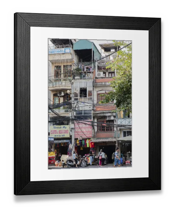 Framed Print : Street lane in Hanoi with a lot of town lives Street lane in Hanoi with a lot of town lives