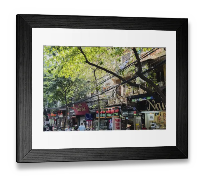 Framed Print : Street lane in Hanoi with a lot of town lives Street lane in Hanoi with a lot of town lives