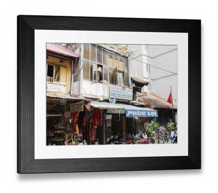 Framed Print : Street lane in Hanoi with a lot of town lives Street lane in Hanoi with a lot of town lives
