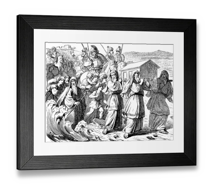 Framed Print : Twelve men carry the Ark of the Covenant through the Jordan Twelve stones Framed Print : Twelve men carry the Ark of the Covenant through the Jordan Twelve stones