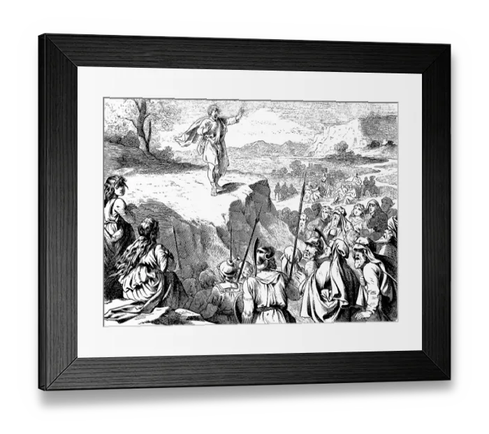 Framed Print : On Mount Grisim, Jotham tells the men of Shechem a fable