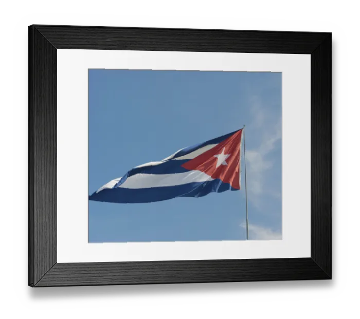 Framed Print : Cuba flag against blue sky and sunshine Cuba flag in front of blue sky and sunshine