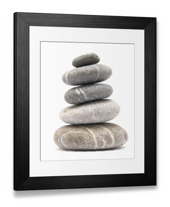 Framed Print : Balancing stone tower isolated on white background Framed Print : Balancing stone tower isolated on white background