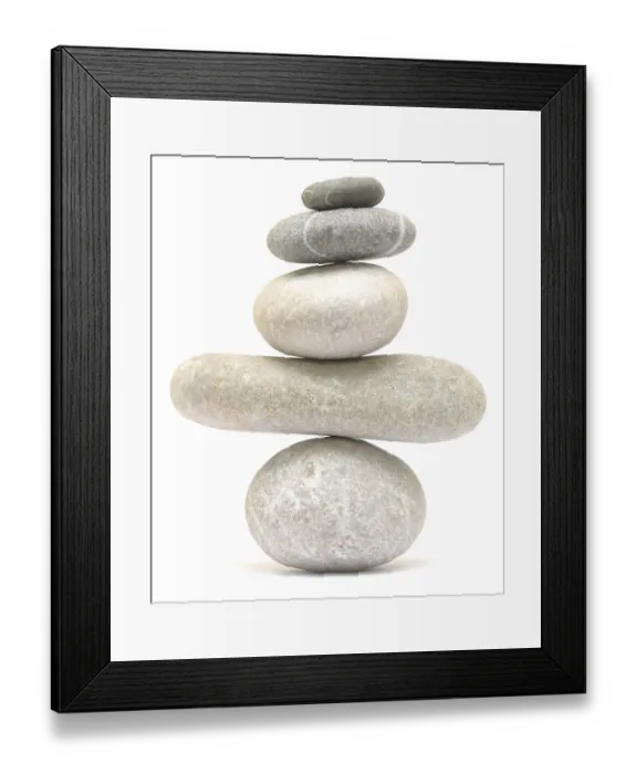 Framed Print : Balancing stone tower isolated on white background Framed Print : Balancing stone tower isolated on white background