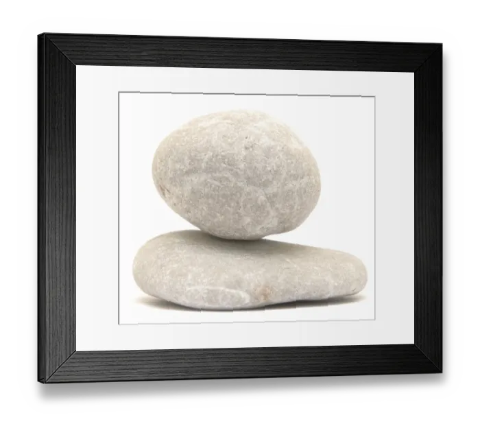 Framed Print : Balancing stone tower isolated on white background Framed Print : Balancing stone tower isolated on white background