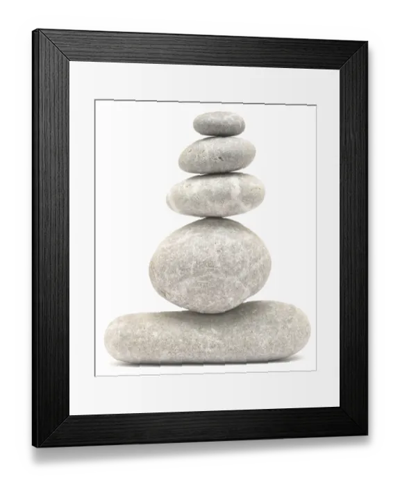 Framed Print : Balancing stone tower isolated on white background Framed Print : Balancing stone tower isolated on white background