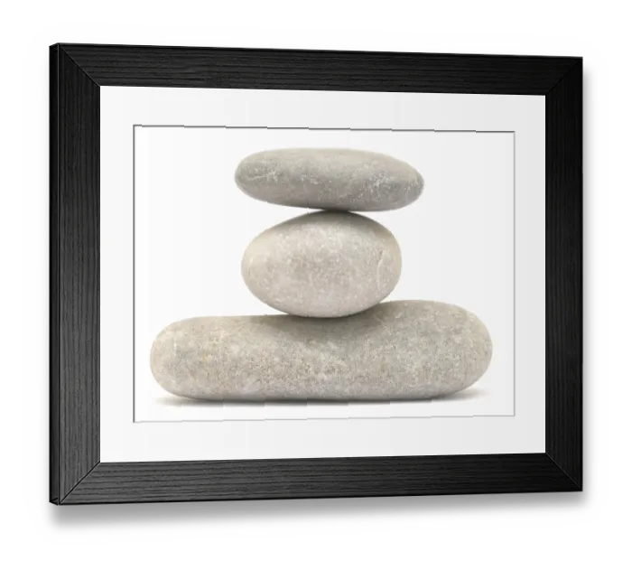 Framed Print : Balancing stone tower isolated on white background Framed Print : Balancing stone tower isolated on white background
