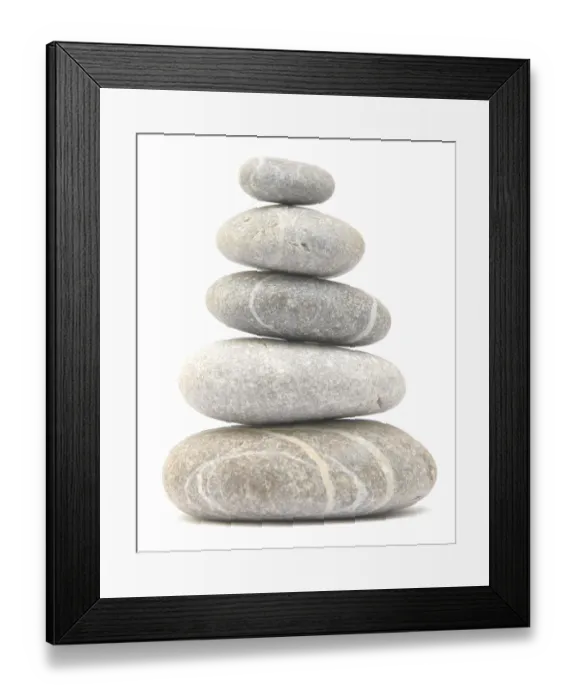 Framed Print : Balancing stone tower isolated on white background Framed Print : Balancing stone tower isolated on white background