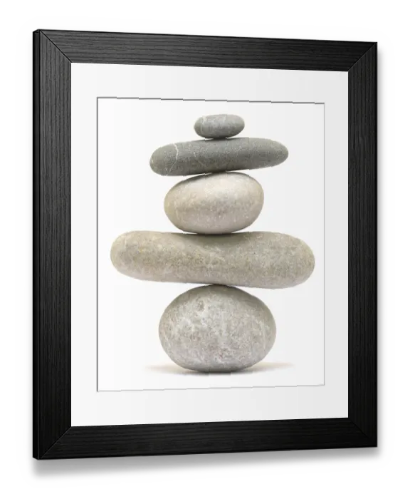 Framed Print : Balancing stone tower isolated on white background Framed Print : Balancing stone tower isolated on white background
