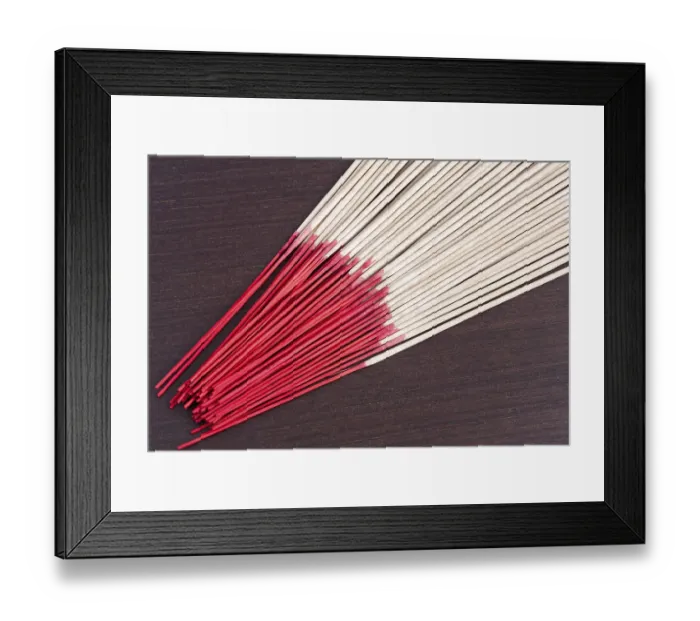 Framed Print : Incense aromatic sticks on the wooden background