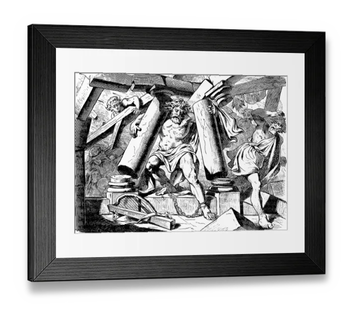 Framed Print : Samson breaks the pillars and dies with the princes and the people Framed Print : Samson breaks the pillars and dies with the princes and the people