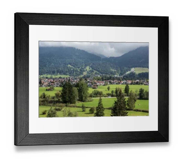 Framed Print : View of Oberstdorf, back right ski jumping hills of the Orlen Arena