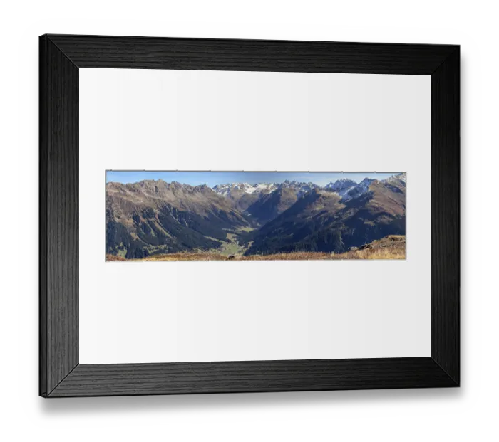 Framed Print : Mountain panorama to Monbiel and on to Silvretta with Piz Buin in autumn
