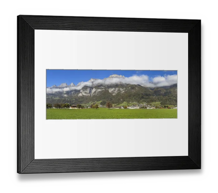 Framed Print : View of the Churfirsten with a band of clouds