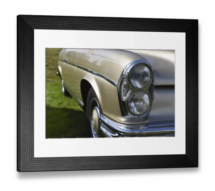 Framed Print : Vintage car, Mercedes Benz car headlights W 108 Framed Print : Vintage car, Mercedes Benz car headlights W 108