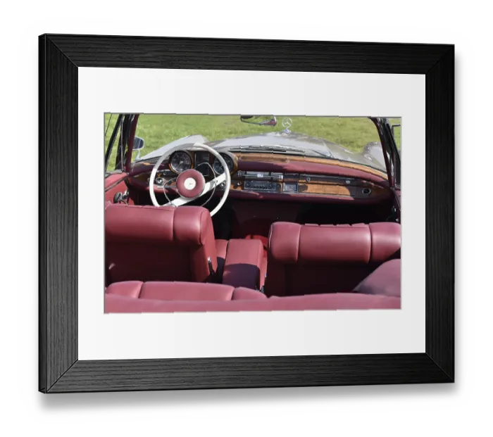 Framed Print : Vintage car, Mercedes Benz W 198 steering wheel