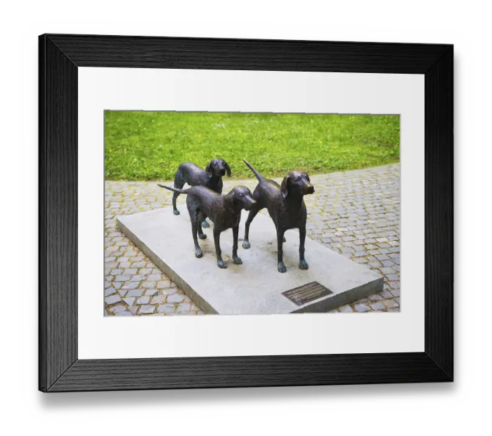 Framed Print : Vilnius, Lithuania - Monument to hunting dogs Lithuanian Shepherd Dog