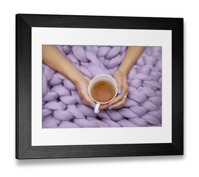Framed Print : A girl wrapped in a large pink merino wool blanket Framed Print : A girl wrapped in a large pink merino wool blanket