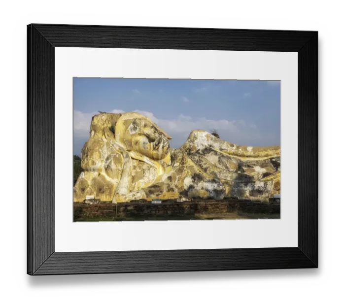 Framed Print : Phra Noon reclining Buddha at Wat Lokayasutharam in Ayutthaya