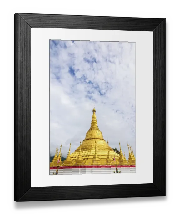 Framed Print : Tachileik Shwedagon Pagoda is a beautiful golden pagoda that imitates Shwedagon Paya Pagoda