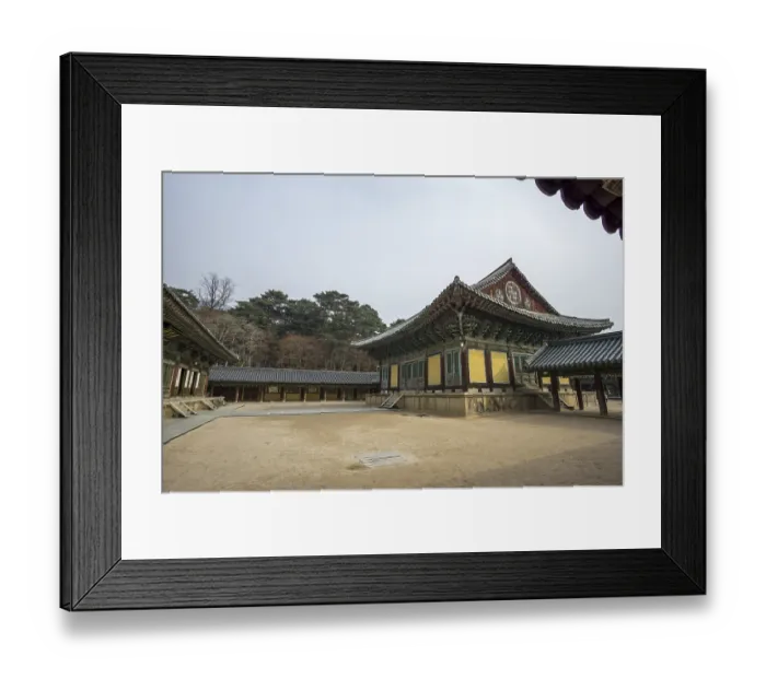 Framed Print : Museoljeon hallways and main courtyard in bulguksa temple