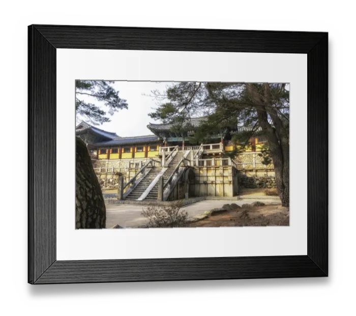 Framed Print : Cheongungyo and baegungyo in bulguksa temple taken during winter Framed Print : Cheongungyo and baegungyo in bulguksa temple taken during winter
