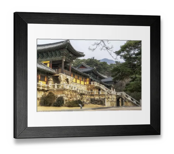 Framed Print : Cheongungyo and baegungyo in bulguksa temple taken during winter Framed Print : Cheongungyo and baegungyo in bulguksa temple taken during winter