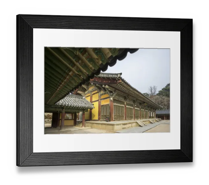 Framed Print : Museoljeon hallways and main courtyard in bulguksa temple