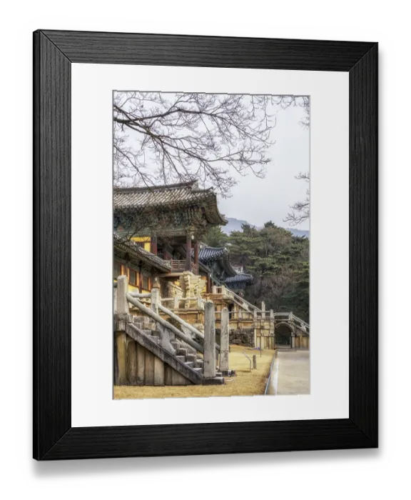 Framed Print : Cheongungyo and baegungyo in bulguksa temple taken during winter