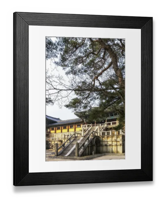 Framed Print : Cheongungyo and baegungyo in bulguksa temple taken during winter Framed Print : Cheongungyo and baegungyo in bulguksa temple taken during winter