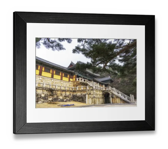 Framed Print : Cheongungyo and baegungyo in bulguksa temple taken during winter Framed Print : Cheongungyo and baegungyo in bulguksa temple taken during winter