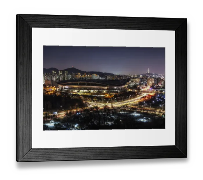 Framed Print : World cup stadium in mapo province of seoul taken at night during rushhour Framed Print : World cup stadium in mapo province of seoul taken at night during rushhour