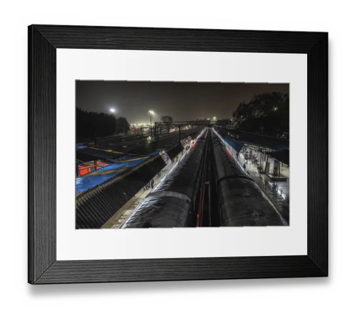 Framed Print : Old delhi train station or delhi junction railway station taken at night