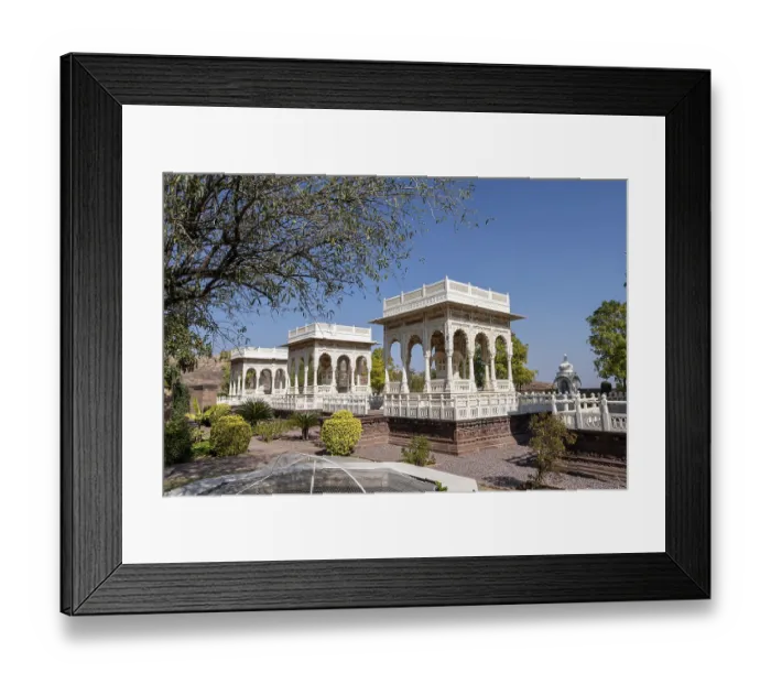 Framed Print : Jaswant Thada three gazebos glistening in sunlight Framed Print : Jaswant Thada three gazebos glistening in sunlight