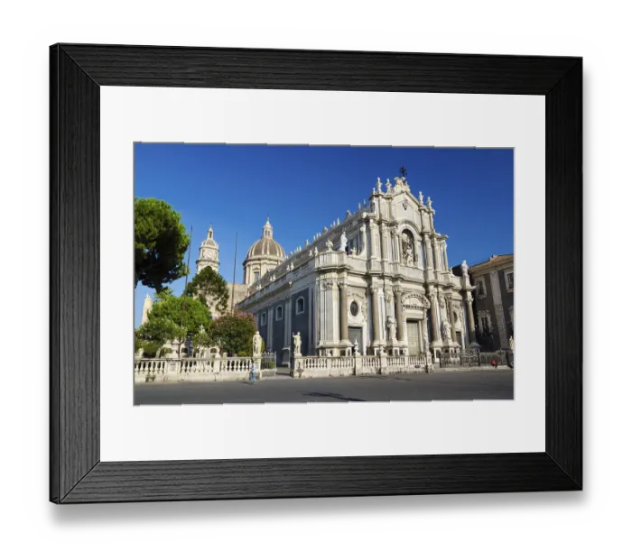 Framed Print : Piazza Duomo or Cathedral Square with Cathedral of Santa Agatha - Catania duomo in Catania